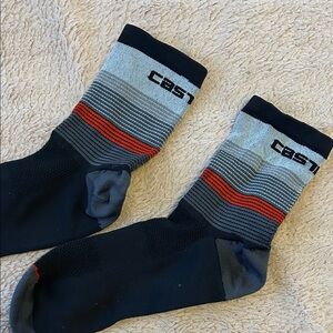 NWOT new Castelli Men's Black, Gray, and Red Athletic Socks, new